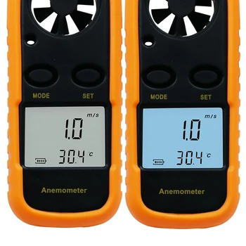 Cyfrowy anemometr 0-30m/s miernik prędkości wiatru -10 ~ 45С tester temperatury anemometr z wyświetlaczem LCD podświetlenie