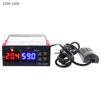 Cyfrowy regulator temperatury i wilgotności termostat i nawilżacz podwójny wyświetlacz AC 110V 220V 10A do hodowli inkubatora