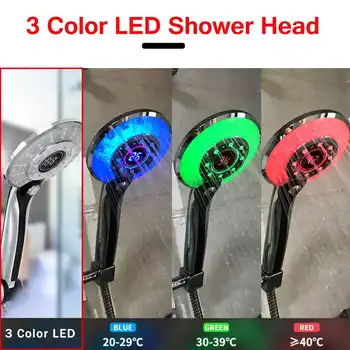 Cyfrowy wyświetlacz LCD regulowany 3 tryby 3 kolory LED podłogowa prysznicowa głowica światło czujnik temperatury wanna tryskaczowych łazienka