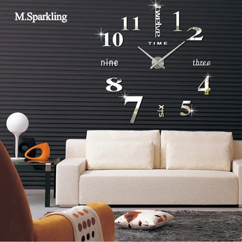 Cyfrowy zegar ścienny nowoczesny design DIY samoprzylepne zegar duże ozdobne zegary ścienne dekoracje do domu wyjątkowy prezent