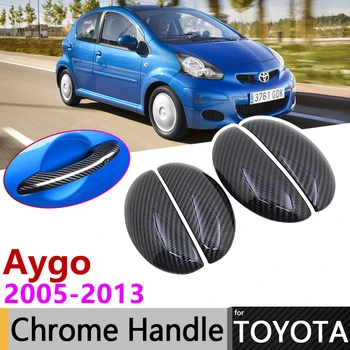 Czarna osłona klamki z włókna węglowego do Toyota Aygo MK1 2005~2013 2009 2010 2011 2012 akcesoria samochodowe naklejki wykończenie chrom zestaw