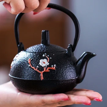 Czarny 300 ml japoński żeliwny czajnik Tetsubin lub herbaty z filtrem zestaw herbaty akcesoria Pu ' ER kawa herbata