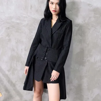 DEAT 2021 new spring and summer fashion women clothing turn-down collar jacket and waist belts skirt set WK48301