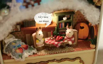 DIY 3D śnieg marzenie miniaturowy domek dla Lalek Drewniane puzzle domek dla lalek mini meble dekoracje zabawka dla dziecka Urodziny delikatna pudełko