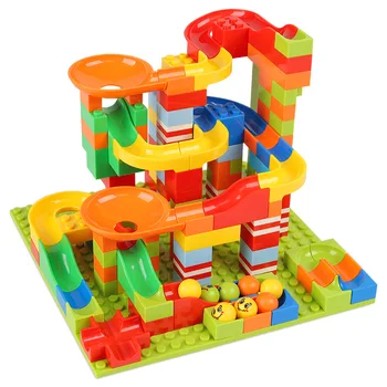 DIY Bricks Blocks lejek Slide Blocks Marmurowa wyścig Run Blocks kompatybilny Duploed klocki zabawka na prezent dla dziecka
