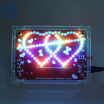 DIY Kit RGB LED Double Heart-shaped Light Music with Shell Kit Electronique Colorful DIY Electronic Creative Electronic DIY Kit