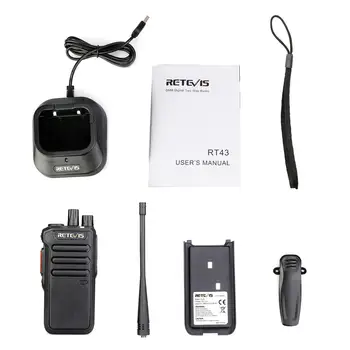 DMR-Digital Walkie Talkie 5W Retevis RT43 UHF 400-480 Mhz 32CH Radio Communicador ładowarka USB dwukierunkowe Radio cyfrowe/analogowe radio