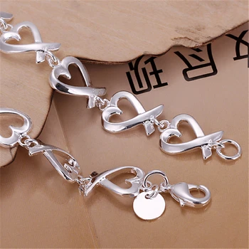 DOTEFFIL 925 srebro serce pełne łańcuch bransoletka dla kobiety ślub zaręczyny moda partia Urok biżuteria