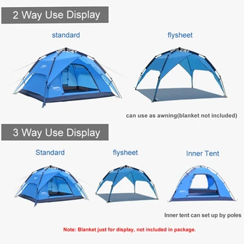 Desert&Fox Automatic Tent 3-4 Person Camping Tent,Easy Instant Setup Protable Plecakiem for Sun Shelter,Traveling,Hiking