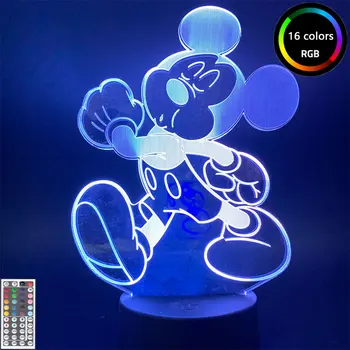 Disney Śliczna Mickey Mouse Figurine Cartoon Light Baby Children LED Night Light 7 kolorów Chnaging LED 3D lampa stołowa dla dzieci prezenty świąteczne