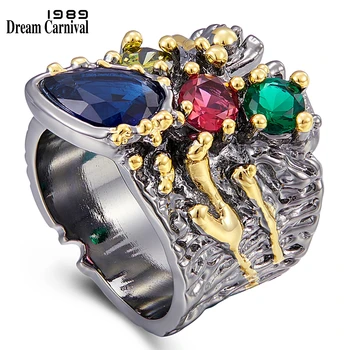 DreamCarnival1989 преувеличенная osobowość kolorowe Cyrkon pierścień dla kobiet obrączki ślubne biżuteria gruby projekt pierścienia WA11757