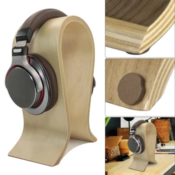 Drewniany Stojak Do Słuchawek Wooden Brich Headphones Display Stand Wood Headset Holder Desk Display Hanger For All Headphones Size