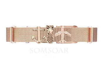 Dropshipping Somsoar biżuteria różowe złoto SOULMA siatka bransoletka zestaw Bransoletka ze stali nierdzewnej jako prezent na Walentynki dla kobiet