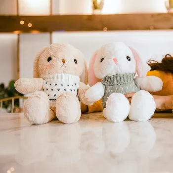 Duże вислоухие króliki ze swetrami pluszowe lalki zabawki ładny królik lalka miękkie miękkie zwierzęta króliki uspokoić dziecko poduszka dzieci dziecko prezent