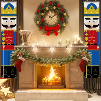 Dziadek do orzechów żołnierzy banner ozdoba choinkowa dla domowej drzwi kurtyna wisi tkanina ganek znak otwarty Świąteczny wystrój Nowy rok Natal