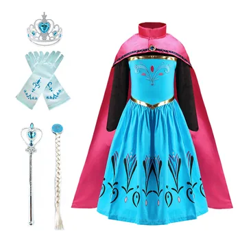 Dziewczyny Elsa Koronacja Sukienka Z Długim Rękawem Królowa Śniegu Kostium Na Halloween Party Dla Dzieci Boże Narodzenie Karnawał Elsa Niezwykłe Ubrania Płaszcz