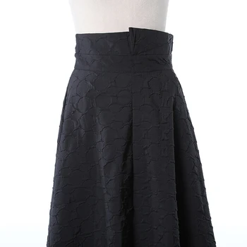 [EAM] Vintage Big Hem jacquard podaje Wzór Black Puffy High Waist Half-body Skirt Women Fashion Tide New Spring Autumn 2021 1DD3212
