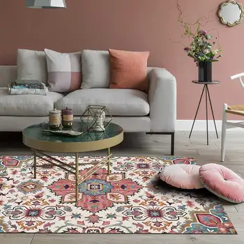 EHOMEBUY amerykański styl kwadratowy dywan trakcji drukowanie Foral szablon do salonu/sypialni podłoga Europejski klasyczny