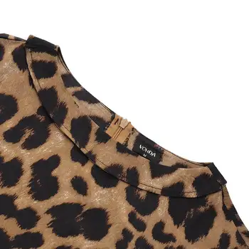 Elegancka leoparda bluzka damska tunika VONDA 2021 damskie topy vintage, długie koszule biurowe wakacyjne Split wieczorowe bluzki plus rozmiar Blusa
