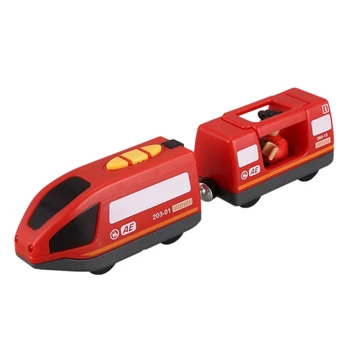 Elektryczny pociąg zdalnego sterowania kompatybilny z drewnianymi zabawkami śladu pociągi zabawki dla dzieci
