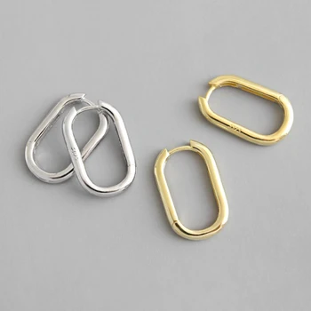 F. I. N. S 925 srebrne damskie kolczyki korea moda minimalizm delikatne złoto owalne kolczyki hoop wykwintne biżuteria dla dziewczyny prezenty