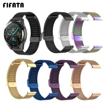 FIFATA metalowy pasek do Huawei Watch GT2/GT/GT 2e Smart Watch Band bransoletka dla Samsung Galaxy 46/42 Gear S3 S2 Aktywność2 bransoletka