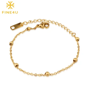 FINE4U B190 stal nierdzewna koraliki bransoletki dla kobiet kolor złoty łańcuch bransoletka Pulseiras bransoletki różaniec biżuteria