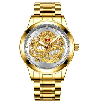 FNGEEN Mens Top Luxury Brand Gold Men zegarki mechaniczne Life Wodoodporny Dragon Face męskie zegarki męskie zegarki na Rękę saat erkek