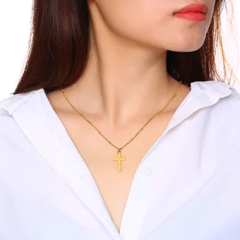 FXM HBB15 naszyjnik ze stali nierdzewnej gorąco sprzedają popularne samotne kobiety 35 mm złoty krzyż na porcelanie kochanek kobiety prezent biżuteria