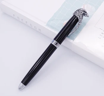 Fuliwen Sowa długopis Eagle Head Clip Medium Nib 0.7 mm , niepowtarzalny styl jasny czarny kolekcja prezent uchwyt do biurowego firmy