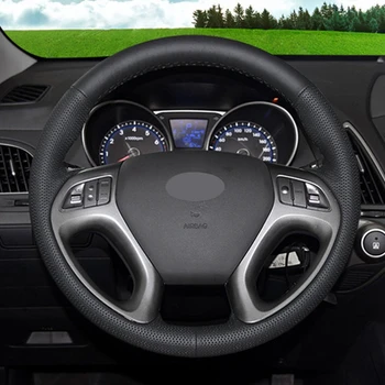 GKMHiR miękka kierowniczy pokrywa sztuczna skóra czarna pokrywa kierownicy samochodu Hyundai ix35 Tucson 2011-