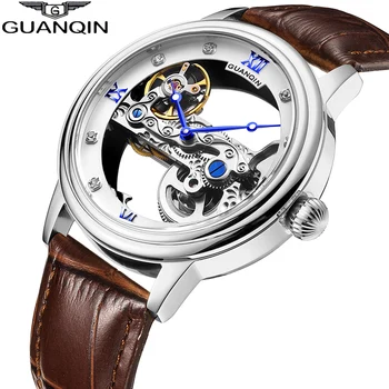 GUANQIN New men zegarki top brand luxury Automatic Luminous clock men Tourbillon wodoodporny gold Mechanical relogio masculino