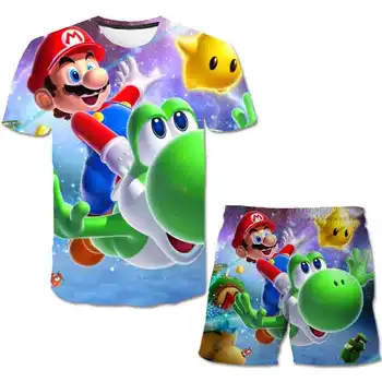 Gorąca wyprzedaż!!! 2020 Summer Mario style Children clothing sets Baby boys girls t-shirt+spodenki spodnie dres odzież dziecięca