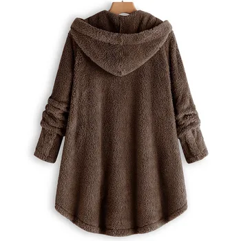 Gorąca zima plus rozmiar S-5XL kobiety guziki płaszcz futrzany ogon bluzy z kapturem luźny sweter oversize płaszcz ciepłą odzież do 2019 Mody
