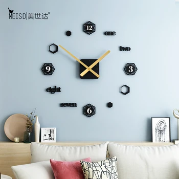 Gwiazdy DIY ciche akrylowe duże ozdobne cyfry zegar ścienny nowoczesny design salon dekoracje do domu zegary ścienne naklejki ścienne