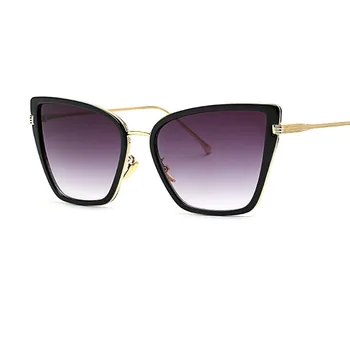 Gwiazdy okulary dla kobiet luksusowe czarne Kocie oko okulary marki gradient lady okulary kobiety lustro różowy UV400