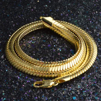 Gęsta gruba złota i mosiężne Węża kość łańcuchy męskie damskie opieczętowane naszyjniki 9 mm 20