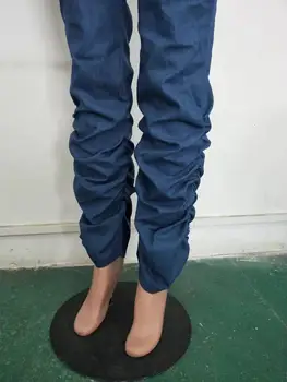 HAOOHU zimowe nanoszone Dołem z wysokim stanem jeansowe spodnie damskie jesienne retro spalony dżinsy Proste spodnie casual spodnie-dzwony