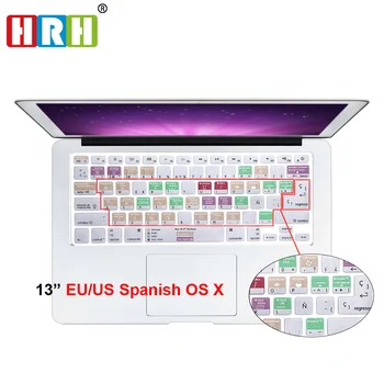 HRH dla Mac OS X hiszpański skrót skrótu Silikonowa klawiatura z etui do Macbook Pro Air Retina 13 15 17 USA/UE do 2016 roku