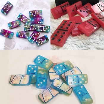 Handmade Domino Game Play formy silikonowe żywiczne 28 DIY Domino spersonalizowane gry epoksydowa żywica do odlewania formy rzemiosło