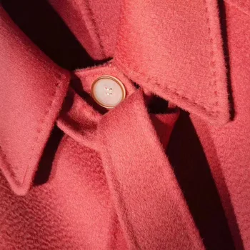 High-end water ripple pełna płaszcz dwustronny wełniany płaszcz długi płaszcz z liść klonu czerwonego kaszmiru