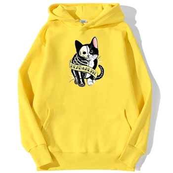 Hip-hop kreskówka kot Schrödingera bluza męska casual Harajuku bluzy z kapturem na jesień ciepły sweter polary odzież uliczna