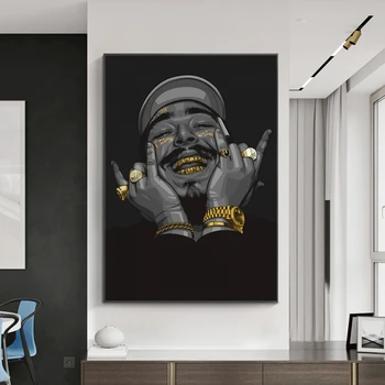 Hip-hop raper Malone artystyczna malarstwo plakat i nadruki muzyka, piosenkarka, gwiazda, portret na płótnie obrazy ścienne do dekoracji wnętrz salonu