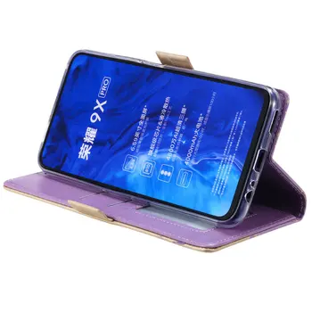 Honor9X portfel etui Honor 9X dekolt Okrągły skórzany portfel na zamek etui dla Funda Huawei Honor 9X Pro Case Hono 9 X X9 pokrywa