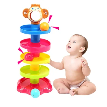 Huanger Rolling Ball Pile Tower Baby Toys grzechotka 0-24months Dzieci Nowonarodzonych Educational&Learning prezent dla dzieci