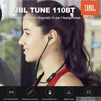 JBL T110BT słuchawki Bezprzewodowe Bluetooth sport jogging bas dźwięk magnetyczny zestaw 3-przyciskowy pilot zdalnego sterowania z mikrofonem dla smartfonów muzyka