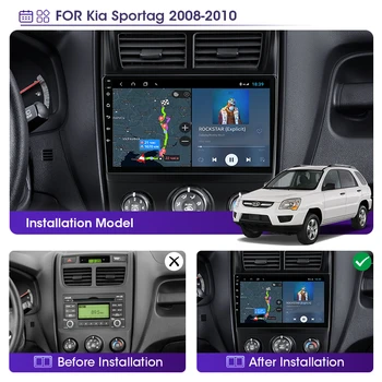 JMCQ 2Din 2+32G Android 10 4G+WiFi radio samochodowe multimedialny odtwarzacz wideo dla Kia Sportage 2 2008-2010 Nawigacja GPS radioodtwarzacz 2 din