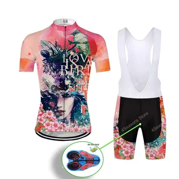 Jazda Na Rowerze Odzież Dla Kobiet, Odzież Rowerowa Z Krótkim Rękawem Jersey Zestaw Rower Górski Mundury Lady Strój Lato Bib Shorts Set