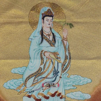 Jedwabna fresk Tybetańskiego Buddy od julki oplot brokatem Guanyin яньлюцзи Jade Wazon