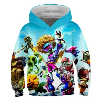 Jesienne bluzy Plants vs zombie kreskówka bluza casual odzież dla chłopców niebieski 3D drukowane odzież Dziecięca dla Dzieci zabawne swetry bluza